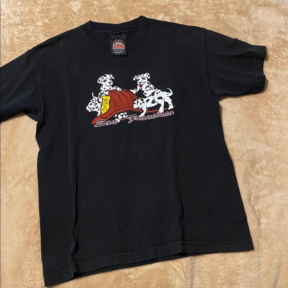Da Dawg Vintage Y2K San Francisco Dalmatian Fire Hat T Shirt Sz S